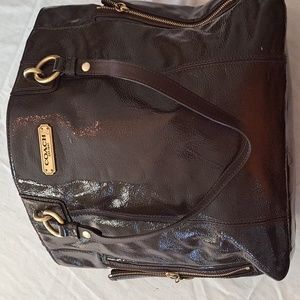 Coach Gallery Zipper Tote in Brown Patent Leather
